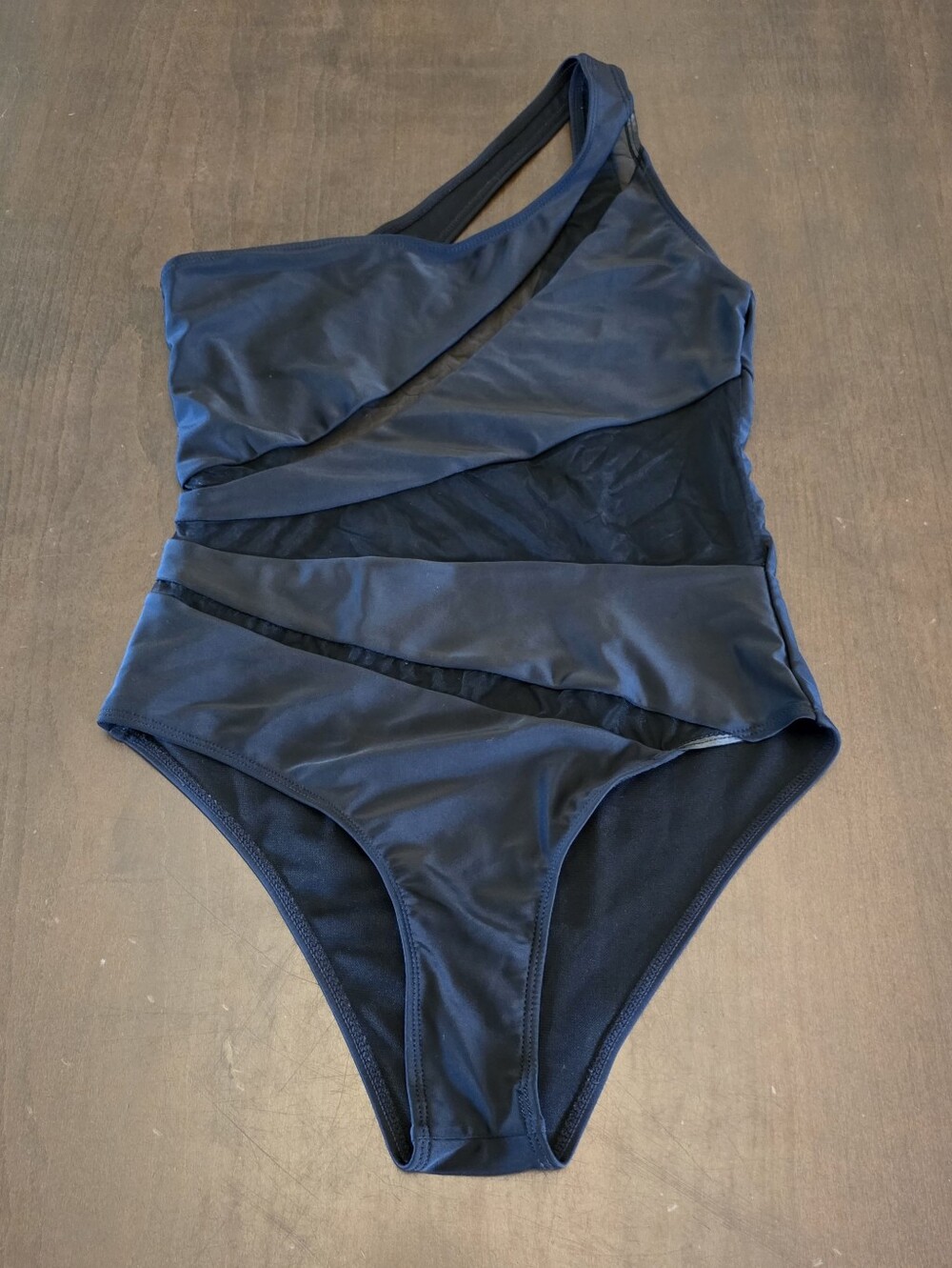 SHEIN Mesh One Shoulder Tummy Control 1Pc Swimsuit